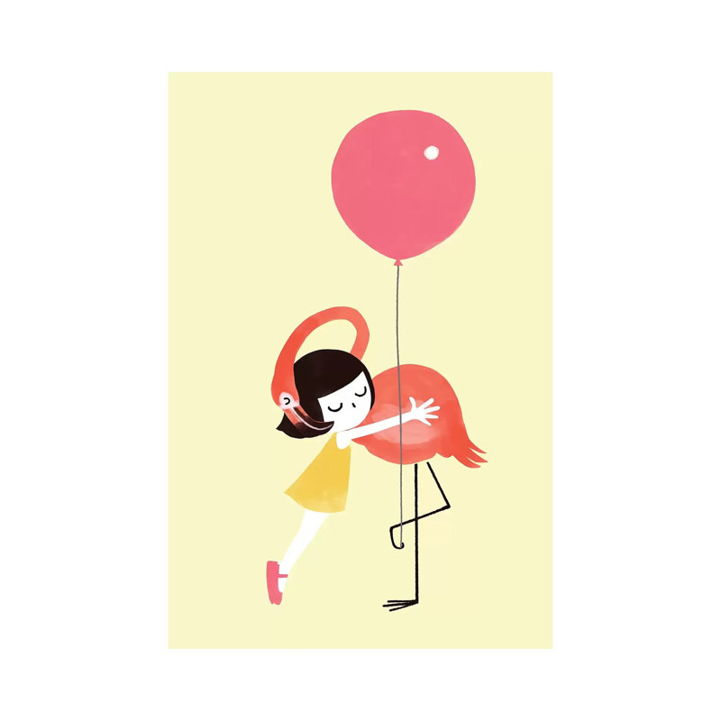 Flamingo Hug by Big Nose Work - Wrapped Canvas Print