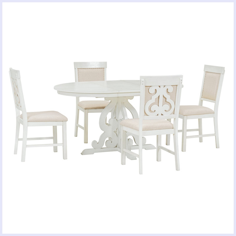 Ensemble repas 58 po Mikes, Blanc antique, Blanc antique, Blanc antique / beige