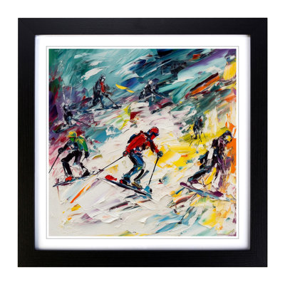 Skiing Abstract Expressionism - Framed Print