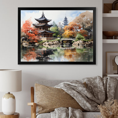 «China Art Pagoda Serenity - China Art», reproduction d'art sur toile encadrée