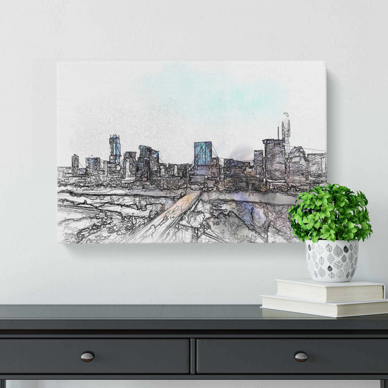Austin Texas Skyline In Abstract - Wrapped Canvas Print, 60cm H x 91cm W x 3cm D
