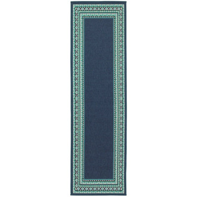 Tapis intérieur / extérieur bleu sarcelle / bleu / vert / blanc Deltana