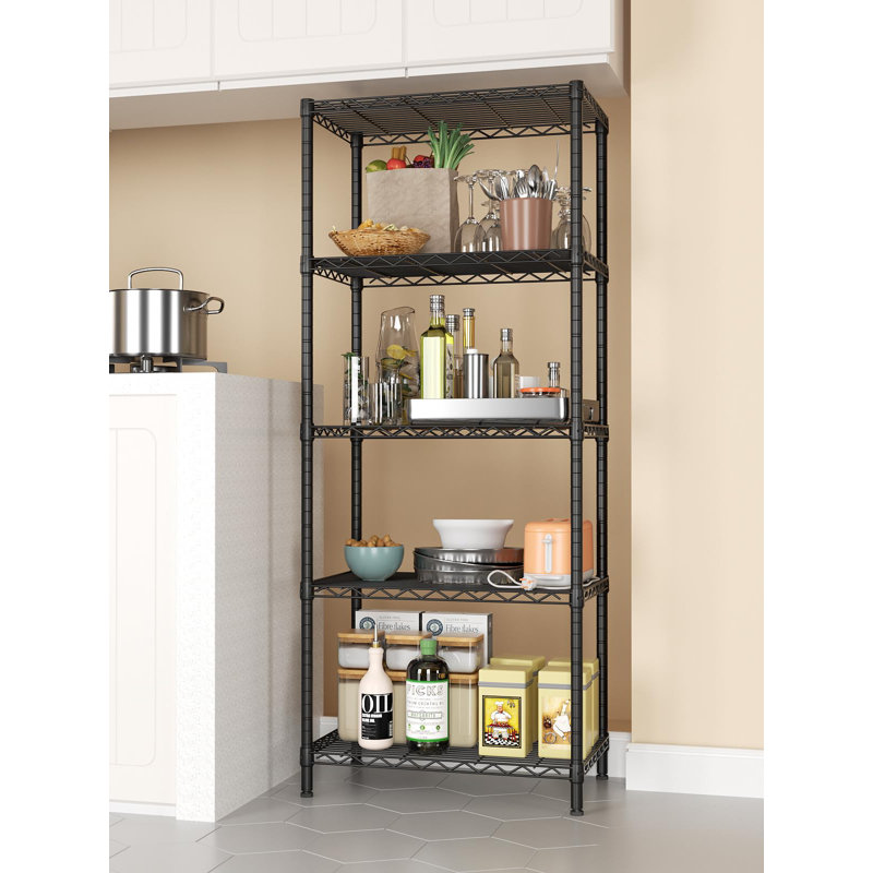 Tablettes de rangement réglables, H 59,1 po x l 23,2 po x P 13,4 po, Noir mat
