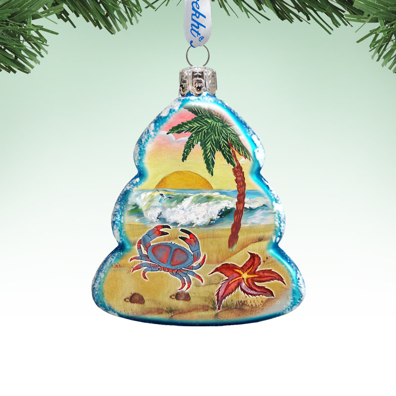 Keepsake Tree Crab Coastal Glass Ornament