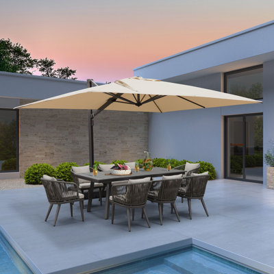 PURPLE LEAF 10' x 13' Rectangular Cantilever Umbrella, Without Base,Beige
