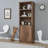 1 Doors Bookshelf With USB Port And 3 Open Shelves Bookcase Side Cabinet Storage Shelves-1747226590