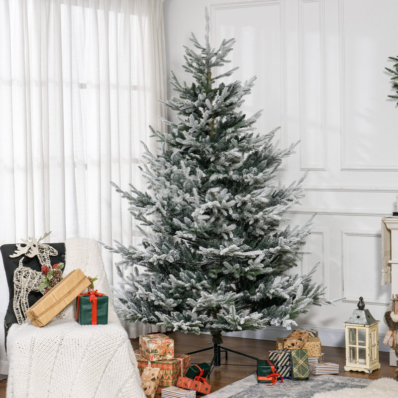 Arbre de Noël artificiel 7,5 pi, arbre de Noël articulé en pin avec 1218 branches réalistes, base en acier, ouverture automatique