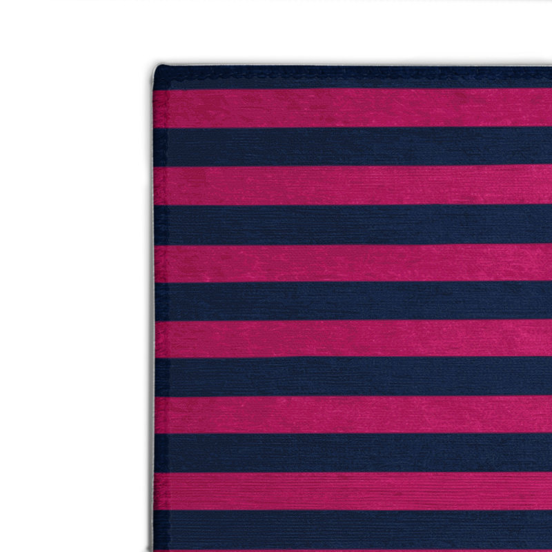 Tapis intérieur / extérieur bleu HorizontalStripes, Rectangulaire 8 pi x 10 pi