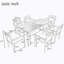 Ensemble de salle à manger 7 pièces pour l'extérieur, table en bois avec 6 chaises pour la pelouse, la cour, la terrasse du jardin, au bord de la piscine-634285686