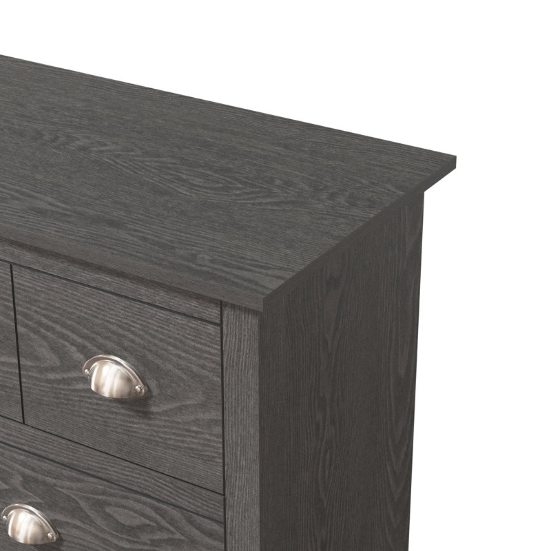 Commode double 6 tiroirs l 46,1 po Bhure, Chêne gris foncé
