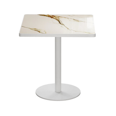 Square Modern Dinning Table Bistro Table Tulip Table With Faux Marble Top,Easy Assemble,Sturdy Metal Frame