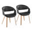 Chaise rembourrée en bois blanchi et similicuir noir - ensemble de 2