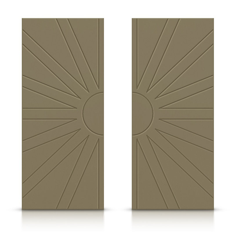 Panelled Manufactured Wood Double Sliding Closet Doors, 48" x 80", Olive Green