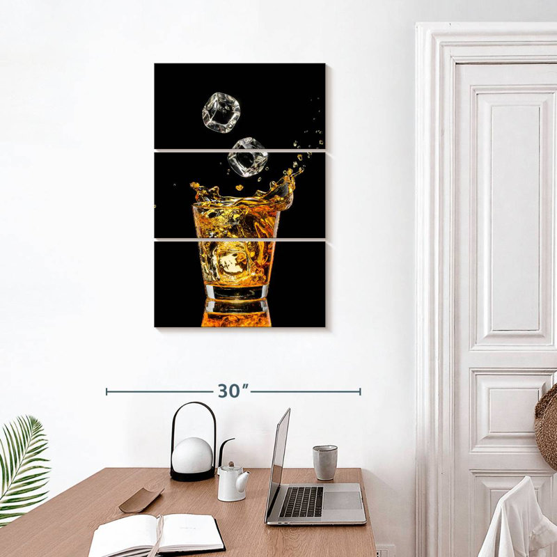 Yarlin Whiskey And Ice Cubes, 32" H x 20" W