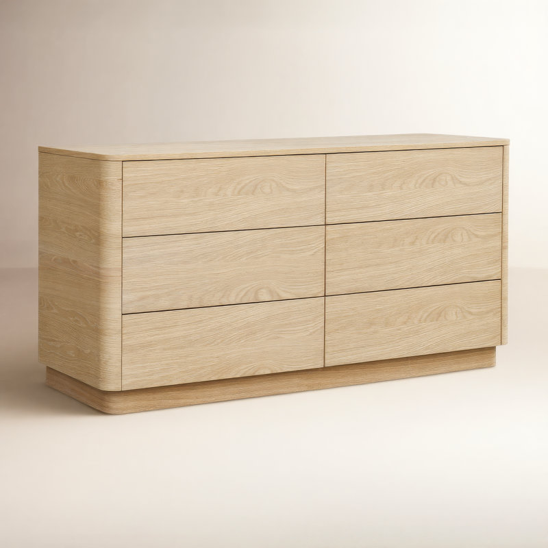 Mille Wood 6- Drawer Dresser, Oak