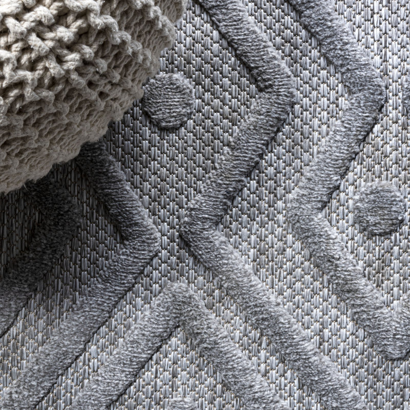 Tapis intérieur / extérieur gris clair Fierros, Carré 5 pi 3 po