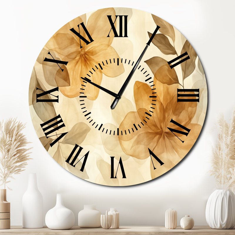 Horloge murale Caramel Botanical Fade II, Surdimensionné