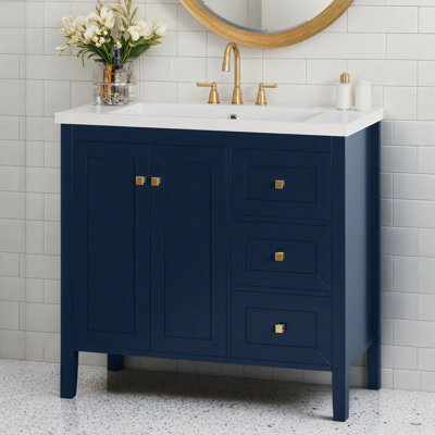 36'' Modern Single Bathroom Vanity Set With Resin Sink Top