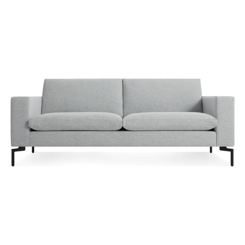 Nouveau canapé à accoudoirs carrés standard, Noir, Mode Maharam en tissage croisé en taille-douce