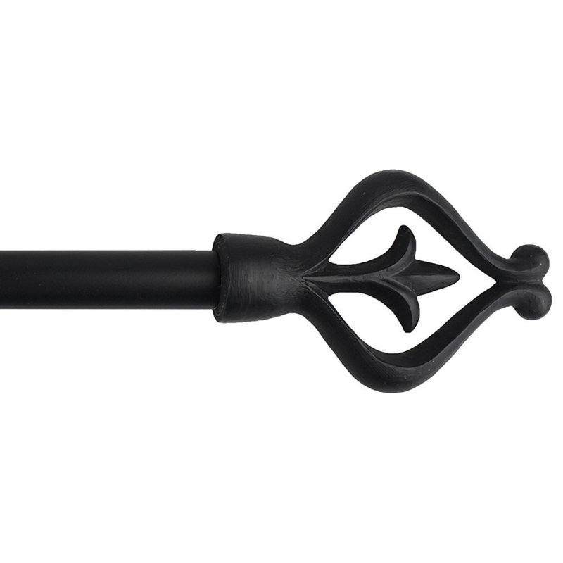 Souther Adjustable Single Curtain Rod, Black, 1" H x 84" W x 1" D