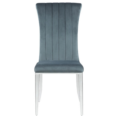 Dark Grey And Chrome Tufted Side Chair (Set Of 2)