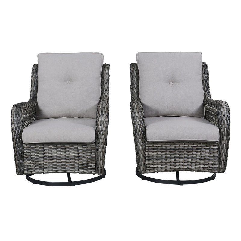 Swivel and sliding wicker patio chairs, Gris, Gris