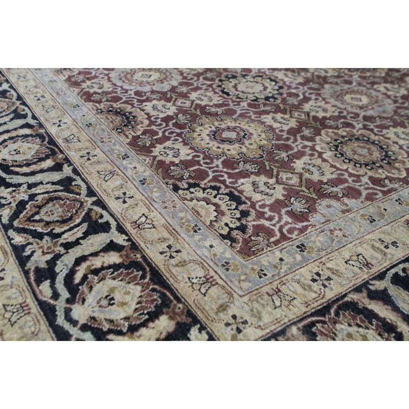 Tapis rouille et ivoire de haute qualité noué à la main