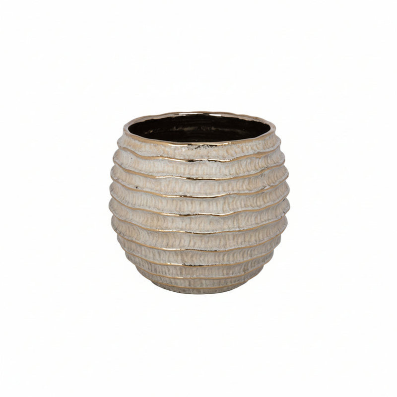 Jardinière en grès côtelé Fran, 11,00 po x 11,00 po x H 9,00 po