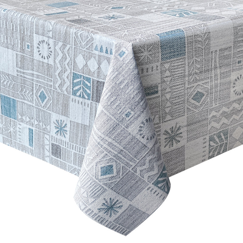 Aircowrie Rectangular Geometric Vinyl Tablecloth, 106" L x 52" W