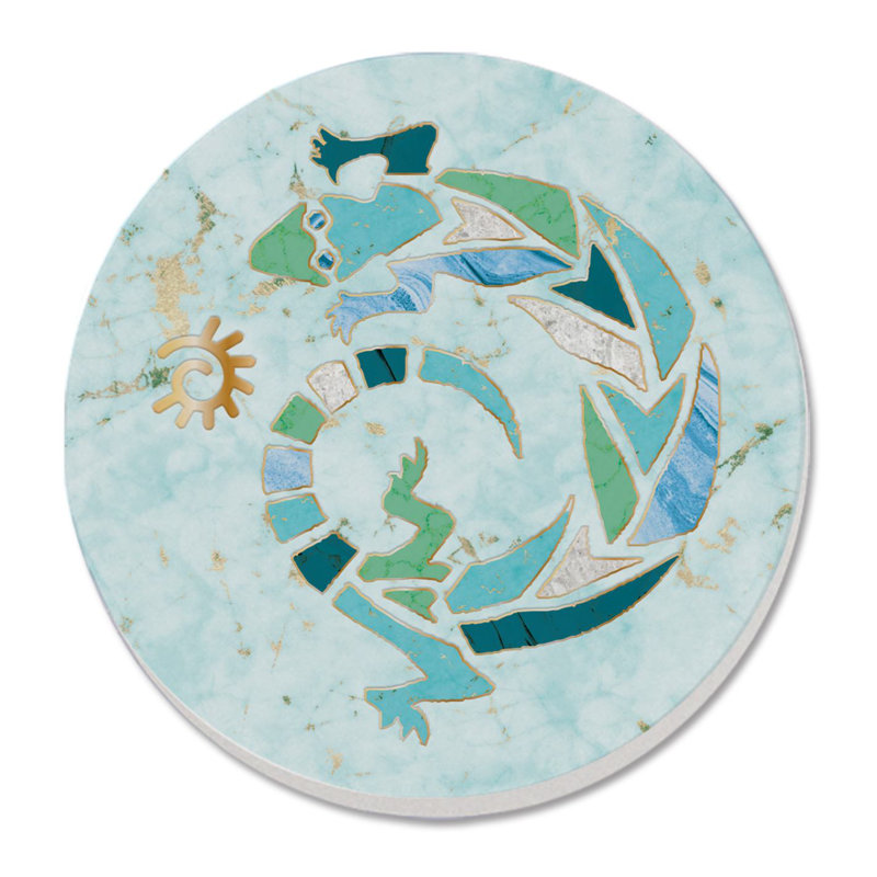 Marbled Gecko Single Round Stone Coaster Create Your Own Set