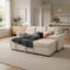 Canapé-lit modulaire convertible en forme de L convertible pour petits espaces et salons Beige