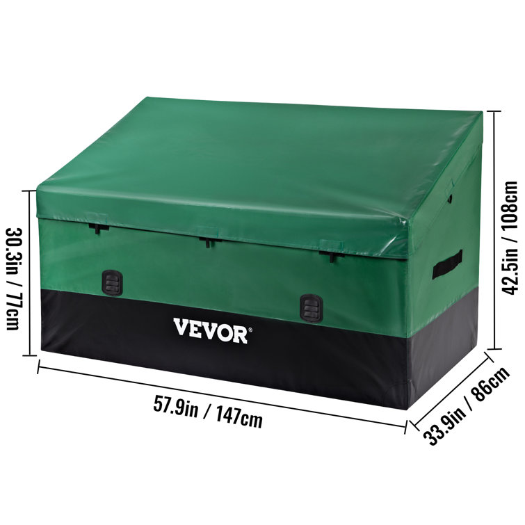 VEVOR Outdoor Storage Box 230 Gallon Waterproof Pe Tarpaulin Deck Box w/ Galvanized Frame All-Weather Protection & Portable for Camping Garden