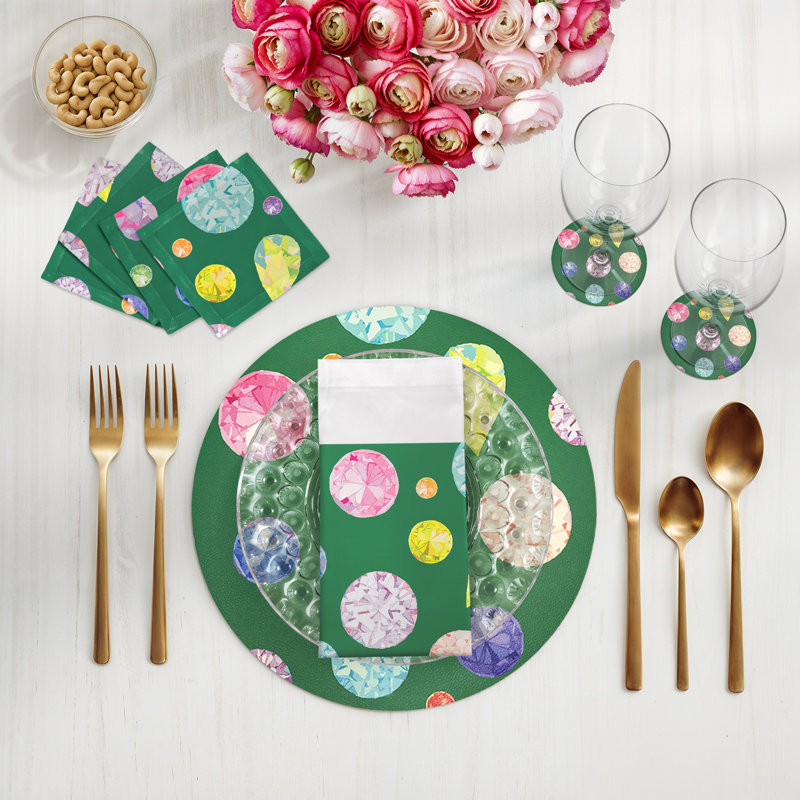Jewel Pebble 16" Vinyl Placemat, Green