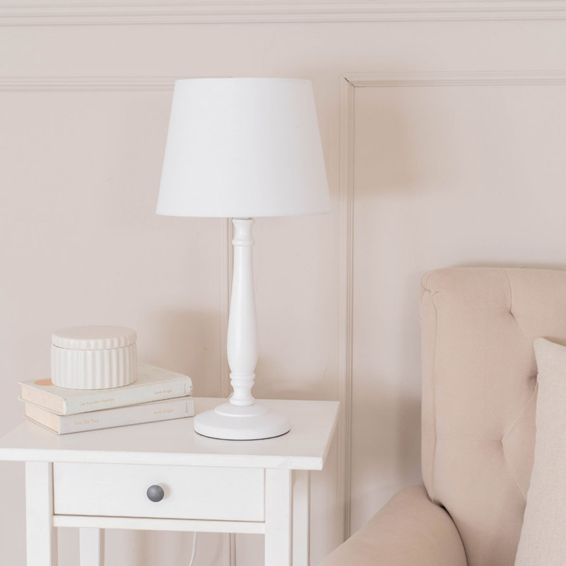 Annum Wood Table Lamp, No, White, White
