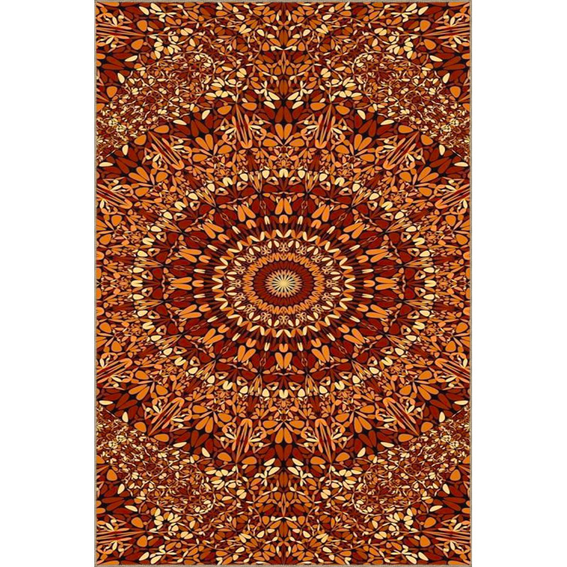 Orange Creative Patterned Woven Base Washable Decorative Rug, Rectangle 5'1" x 7'7" Rug Pad Included