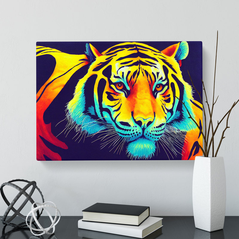 Colourful Tiger Art Vol.4 Abstract - Wrapped Canvas, 50cm H x 76cm W x 3cm D