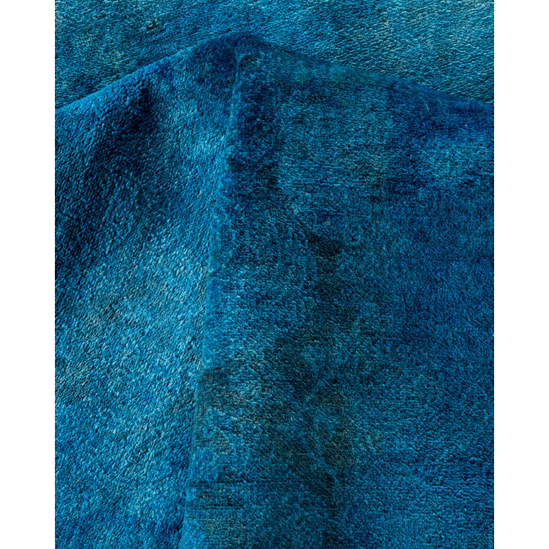 Tapis bleu unique des années 2000 de 12 pi 4 po x 17 pi 4 po Ellzey
