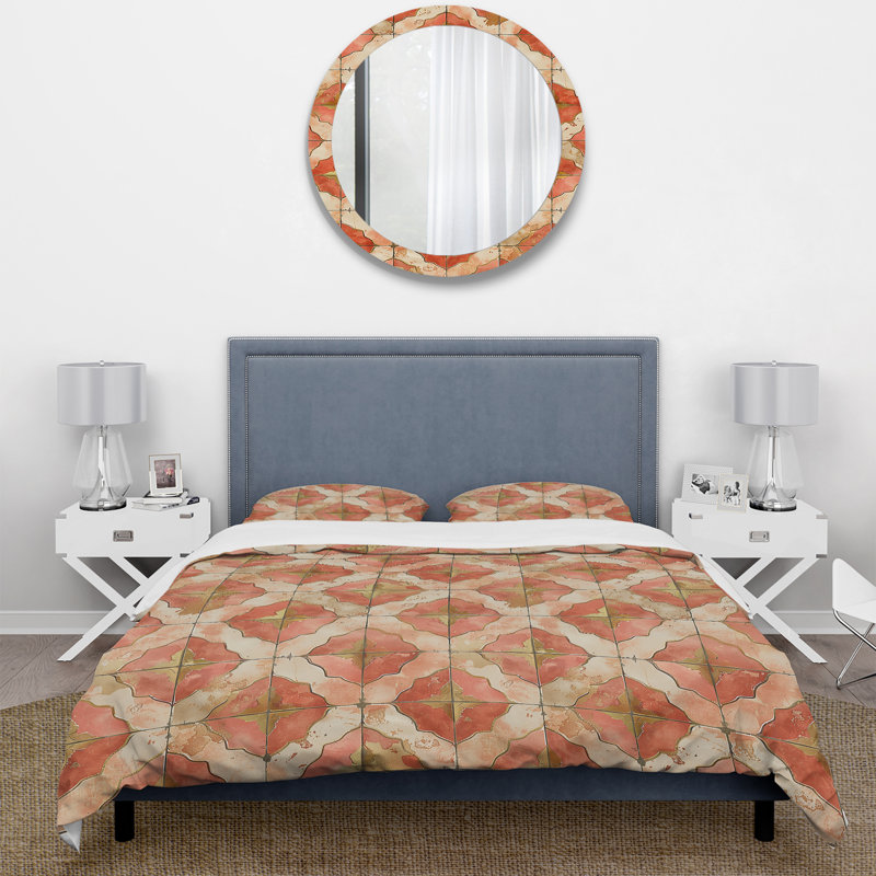 Ensemble de housse de couette rustique Salmon and Gold Rustic Tile II - Farmhouse
