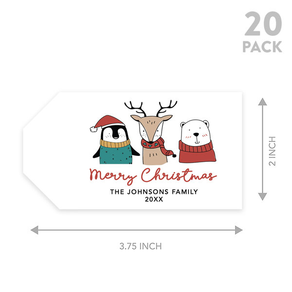 Personalized Christmas Gift Stickers - Round Merry Labels Custom