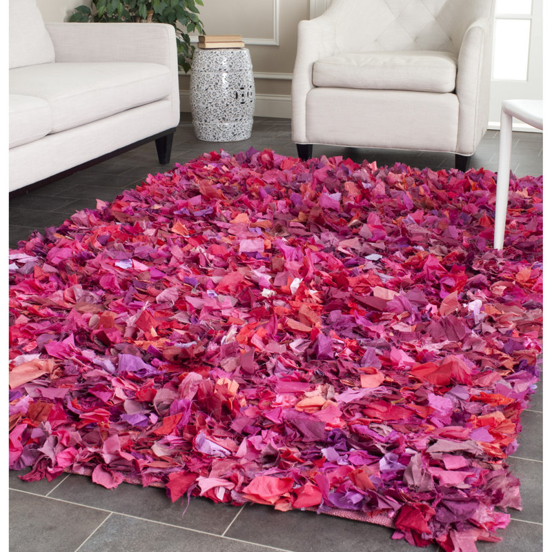 Tapis rose à poils longs Godsey, Rectangle de 5 pi x 8 pi