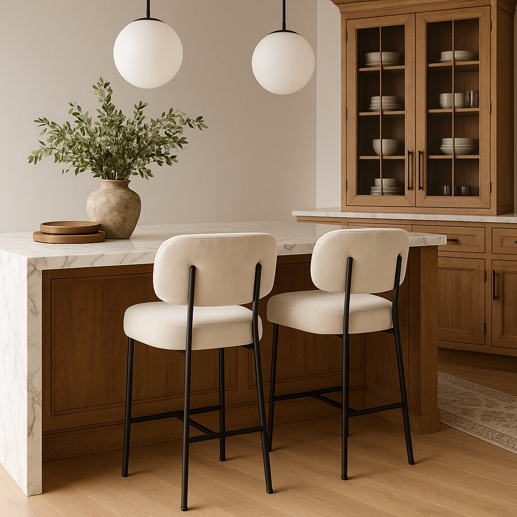 Zarelle Upholstered Counter Stool, Cream Performance Fabric