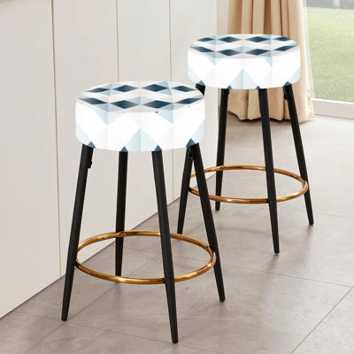 Nordic Geometric Serenity - Ensemble de 2 tabourets de bar géométriques