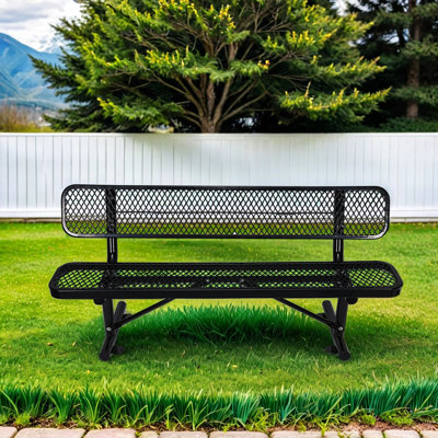 Banc d'extérieur en acier au carbone noir de 6 pieds avec une durabilité à long terme, une assise confortable pour les espaces sociaux, des espaces appropriés, un look moderne, 72 po de profondeur, 23,2 de largeur, 32,5 de hauteur, 86 lb de poids en p