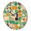 Horloge murale en bois à motif géométrique avec feuilles et fleurs-63892949