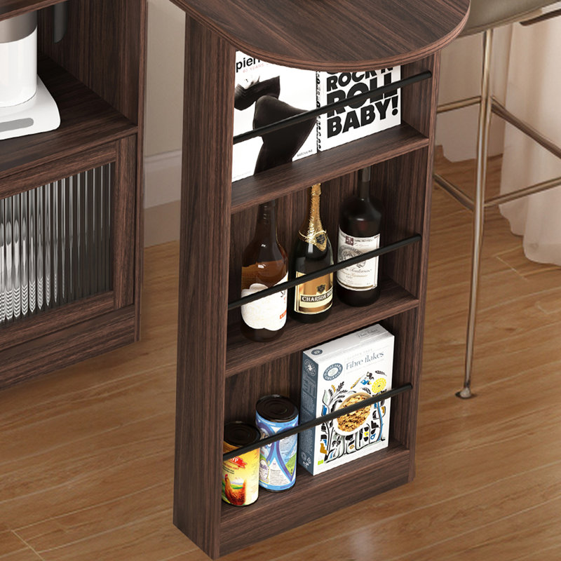 Buffet Cabinet,Coffee Bar Cabinet With Rotating Top And  Storage Shelves
