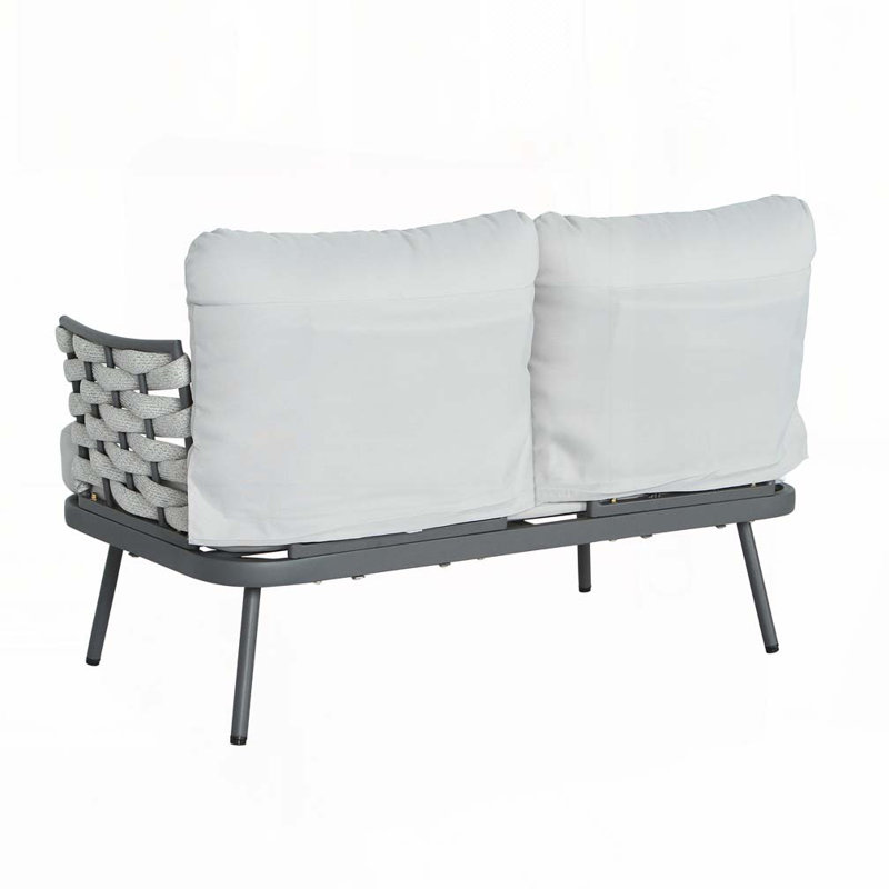 Causeuse et table d'extérieur, Gris, Blanc