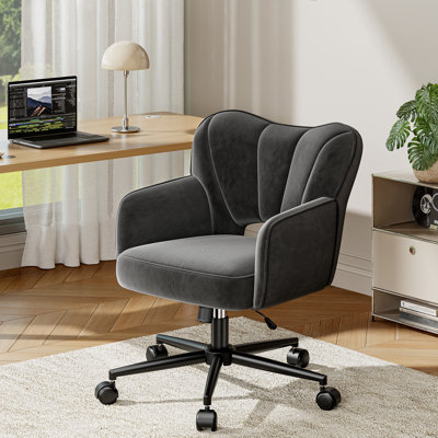 Fauteuil de coiffeuse pivotant à dossier arqué avec fonction d'inclinaison et accoudoirs