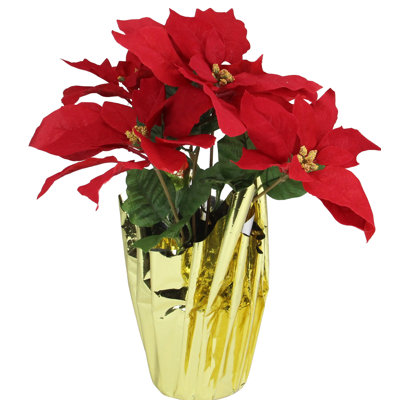 Arrangement de Noël poinsettia artificiel rouge en pot