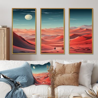 «Crimson Sands Desert Moon Horizon I», art mural désert