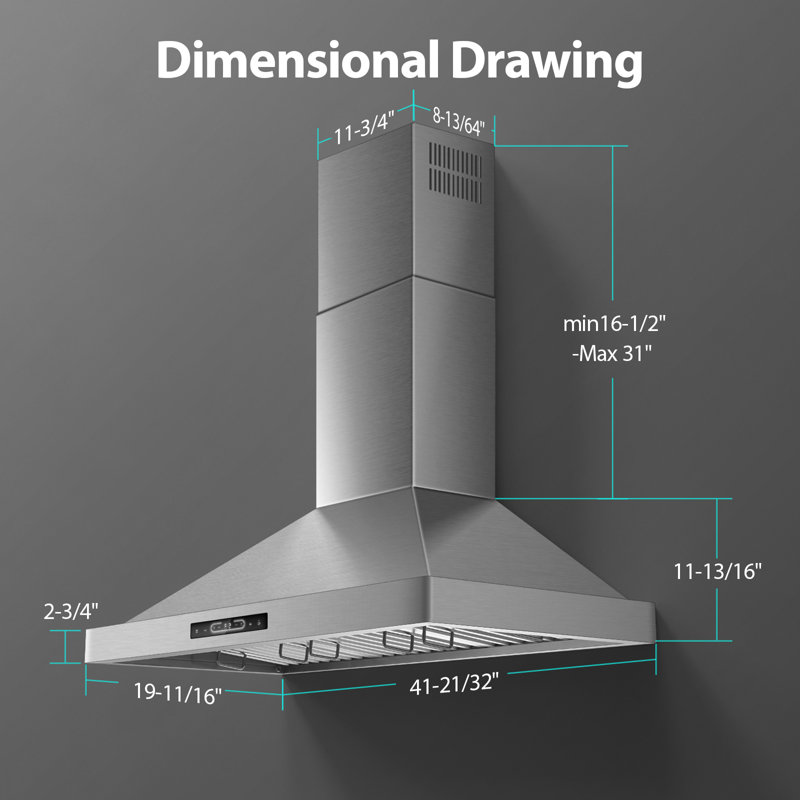 SNDOAS 42 inch 1250 CFM Convertible Wall Mount Range Hood in Stainless Steel,4 Speed Fans,Gesture/Touch/Remote Control with 3 LED Lights